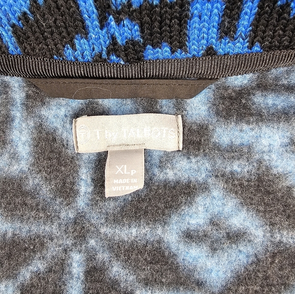 Talbots Cozy Fleeceback Knit Jacket - Snowflake Blue Black Size XLP - Picture 6 of 10